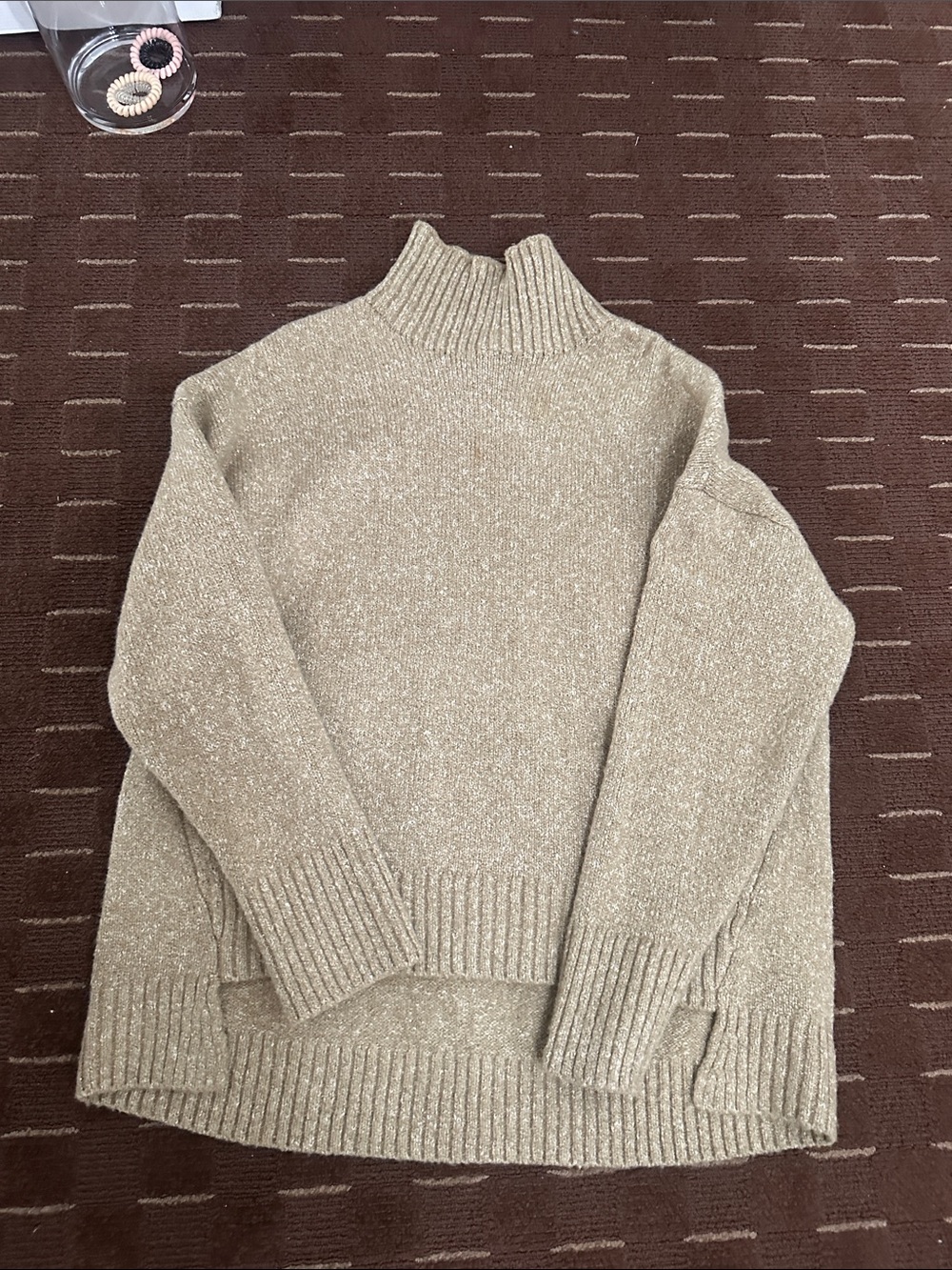 Treasure & Bond Women's Speckled Taupe Turtleneck Sweater